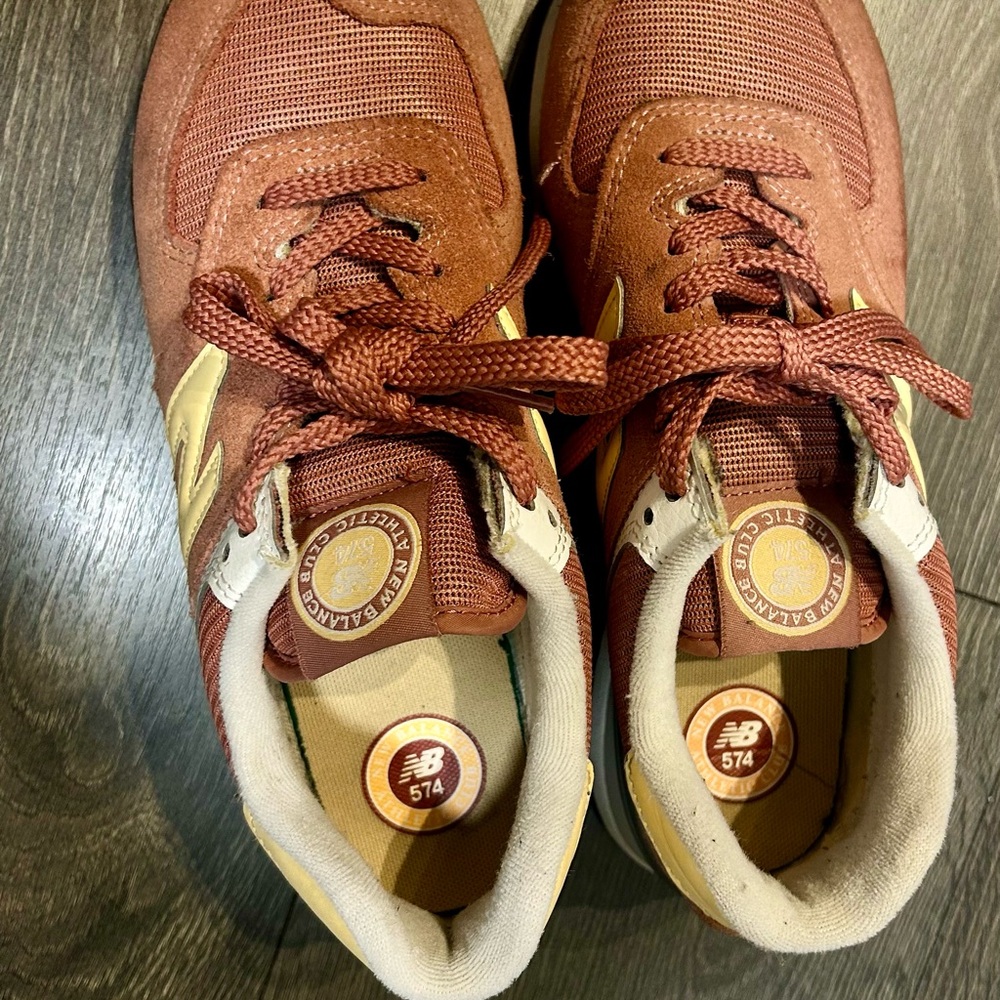 New Balance Rusty Rose and Yellow Accent Sneakers - Picture 3 of 3